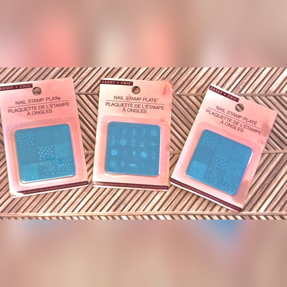 Sassy + Chic Blue Nail Stamp Plates - Pack Of 3